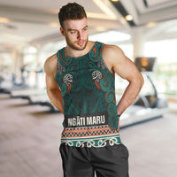Aotearoa Iwi Ngāti Maru Taranaki Men Tank Top Maori Wharenui House Tribal Pattern LT9 Deep Teal - Polynesian Pride