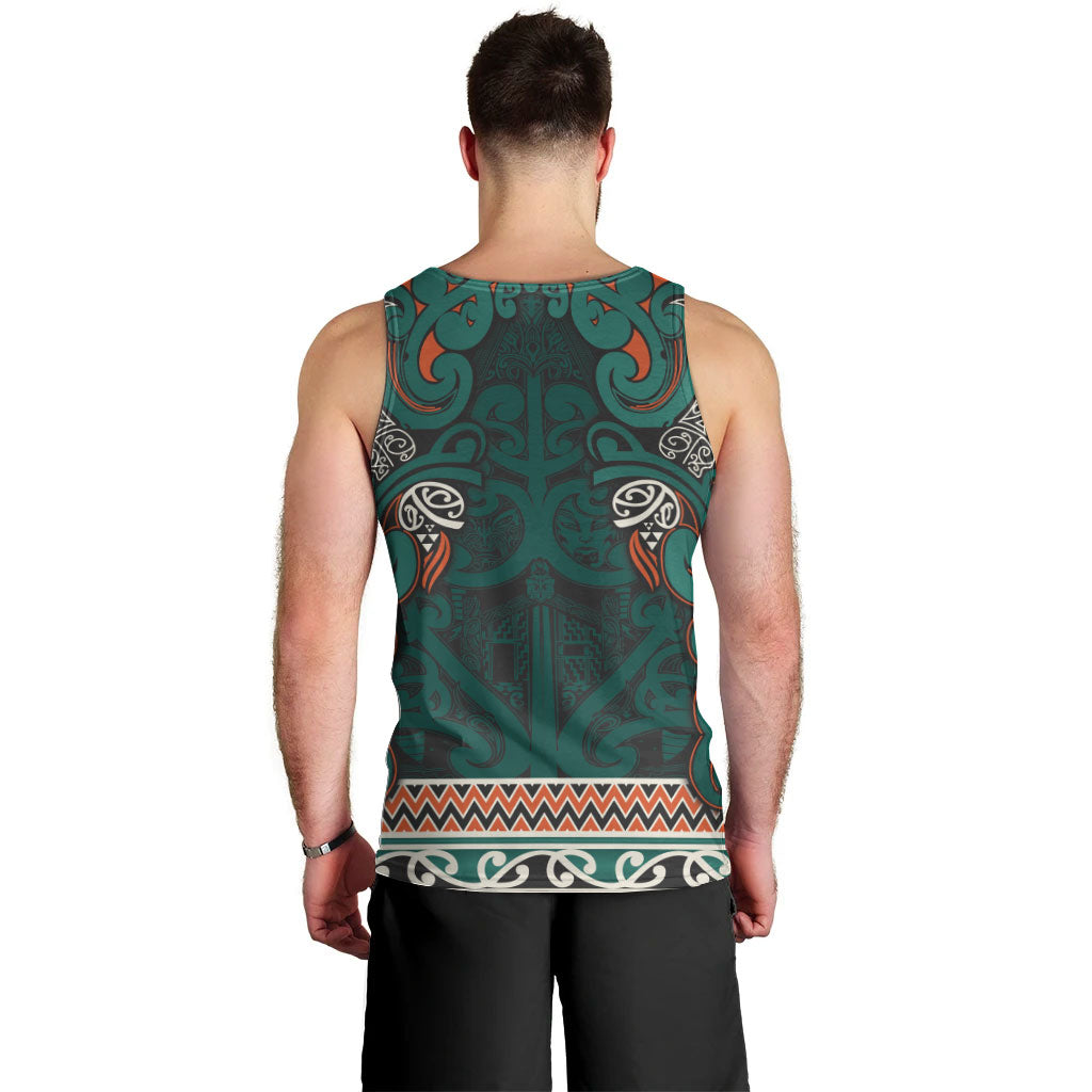 Aotearoa Iwi Ngāti Maru Taranaki Men Tank Top Maori Wharenui House Tribal Pattern LT9 - Polynesian Pride