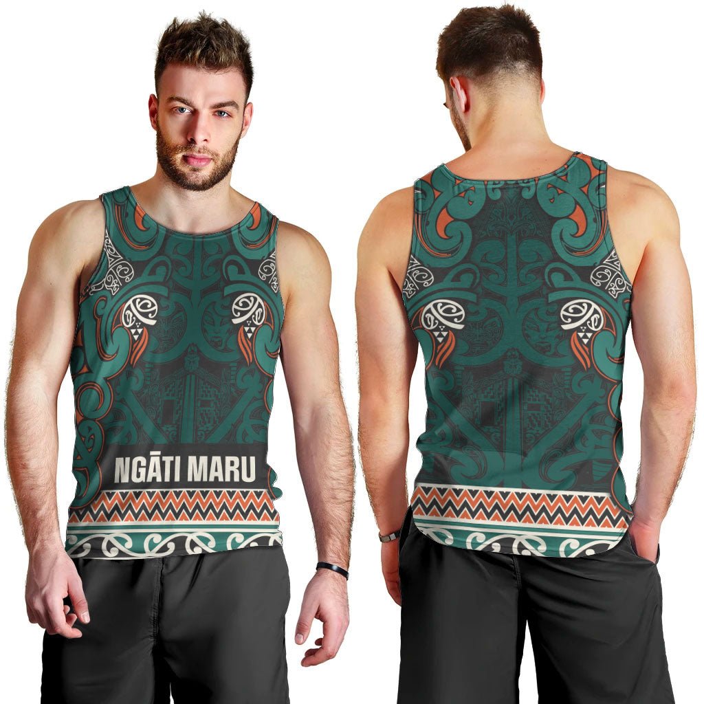 Aotearoa Iwi Ngāti Maru Taranaki Men Tank Top Maori Wharenui House Tribal Pattern LT9 - Polynesian Pride