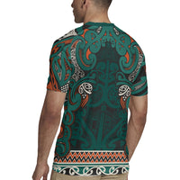 Aotearoa Iwi Ngāti Maru Taranaki Rugby Jersey Maori Wharenui House Tribal Pattern LT9 - Polynesian Pride