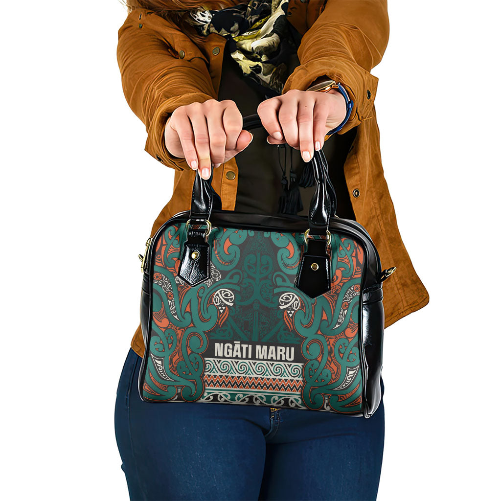 Aotearoa Iwi Ngāti Maru Taranaki Shoulder Handbag Maori Wharenui House Tribal Pattern LT9 One Size Deep Teal - Polynesian Pride