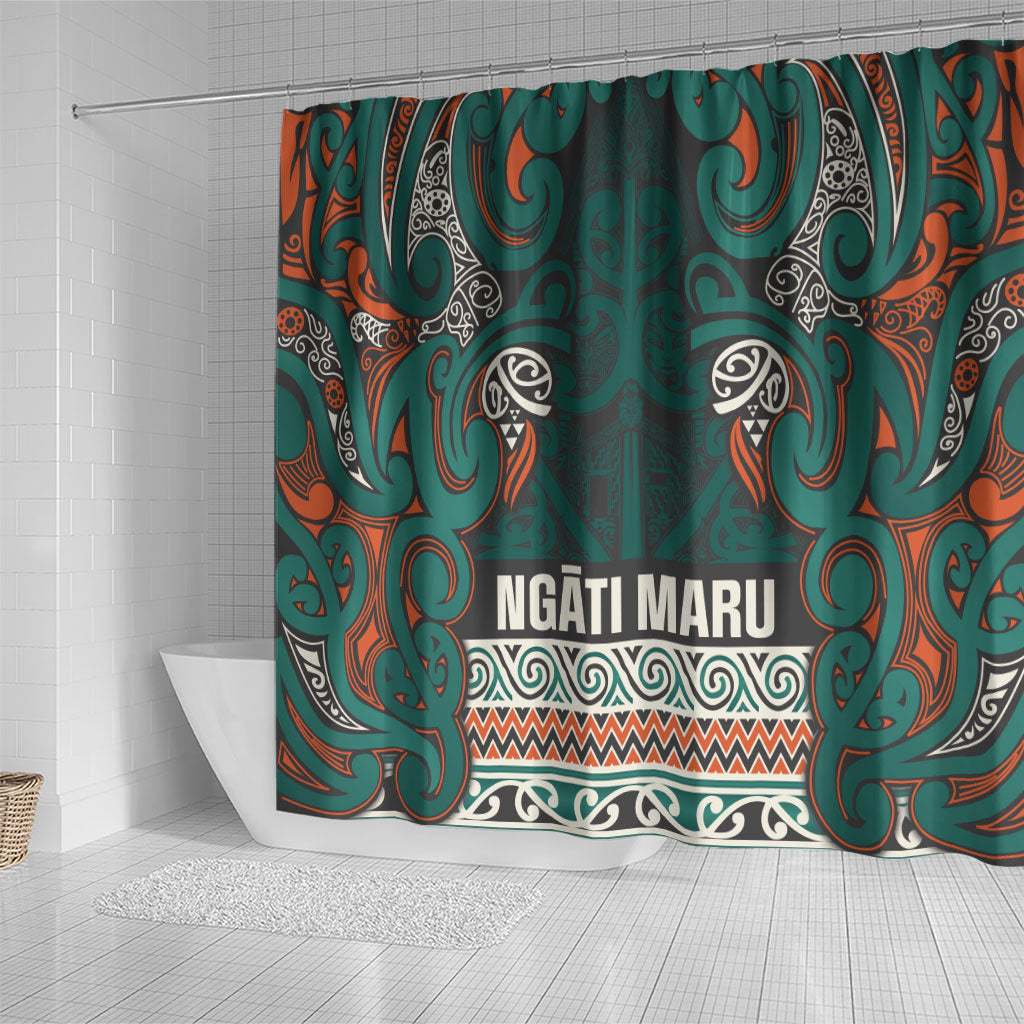 Aotearoa Iwi Ngāti Maru Taranaki Shower Curtain Maori Wharenui House Tribal Pattern LT9 - Polynesian Pride