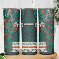 Aotearoa Iwi Ngāti Maru Taranaki Skinny Tumbler Maori Wharenui House Tribal Pattern LT9 - Polynesian Pride