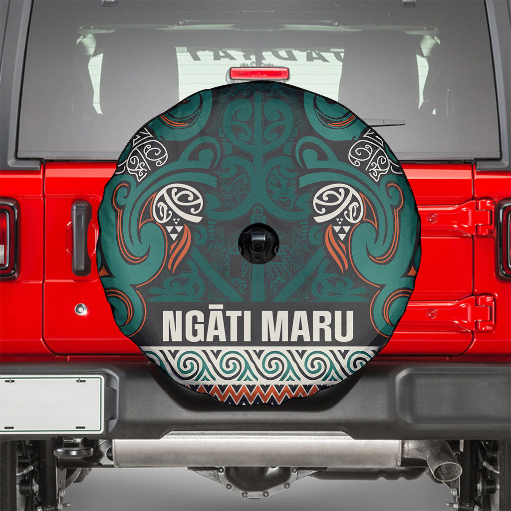 Aotearoa Iwi Ngāti Maru Taranaki Spare Tire Cover Maori Wharenui House Tribal Pattern LT9 - Polynesian Pride