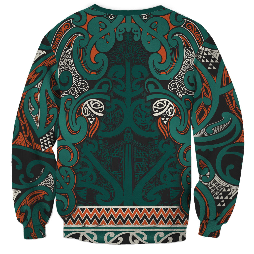Aotearoa Iwi Ngāti Maru Taranaki Sweatshirt Maori Wharenui House Tribal Pattern LT9 - Polynesian Pride