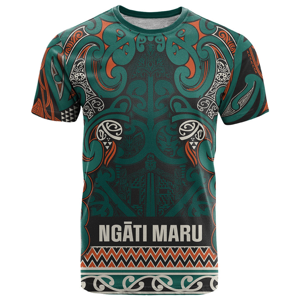 Aotearoa Iwi Ngāti Maru Taranaki T Shirt Maori Wharenui House Tribal Pattern LT9 Deep Teal - Polynesian Pride