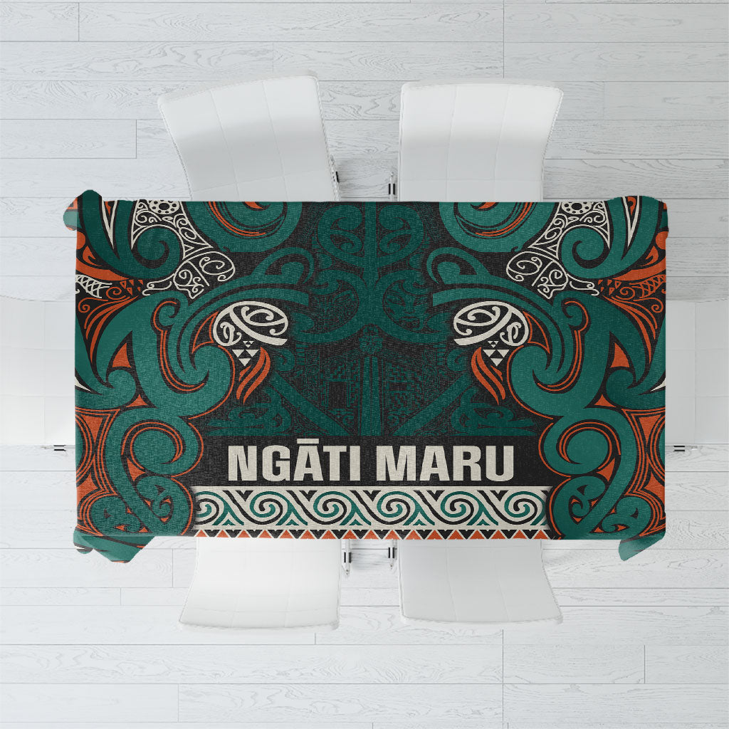 Aotearoa Iwi Ngāti Maru Taranaki Tablecloth Maori Wharenui House Tribal Pattern LT9 Deep Teal - Polynesian Pride