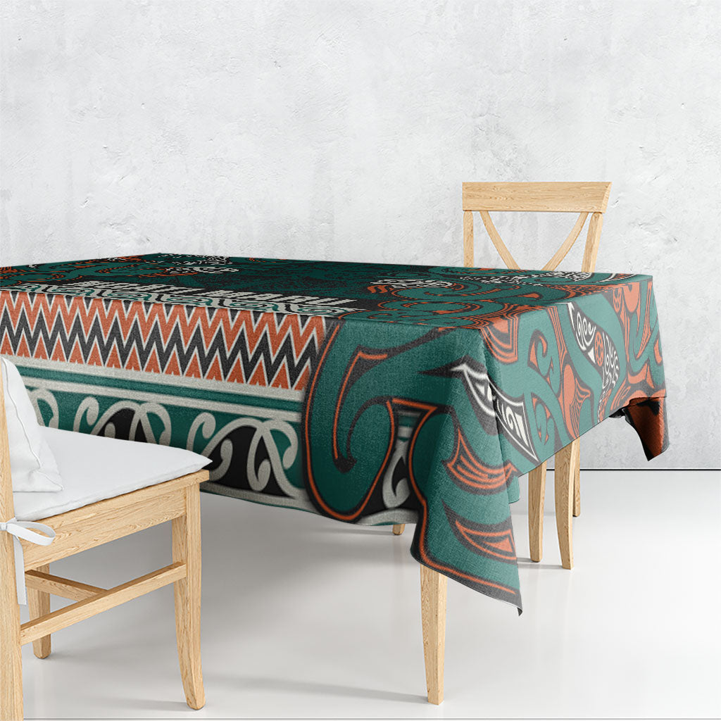 Aotearoa Iwi Ngāti Maru Taranaki Tablecloth Maori Wharenui House Tribal Pattern LT9 - Polynesian Pride