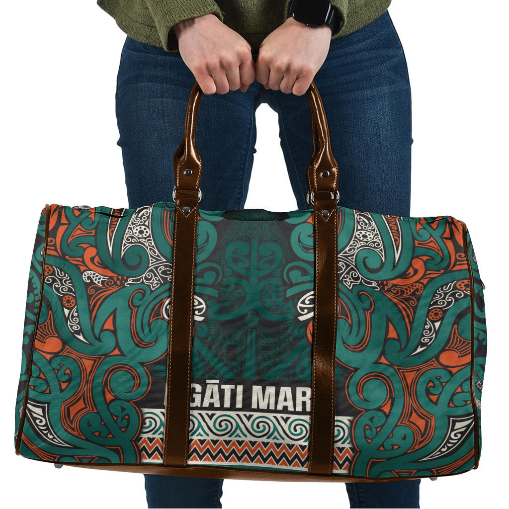 Aotearoa Iwi Ngāti Maru Taranaki Travel Bag Maori Wharenui House Tribal Pattern LT9 Deep Teal - Polynesian Pride