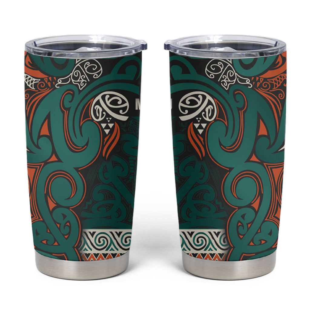 Aotearoa Iwi Ngāti Maru Taranaki Tumbler Cup Maori Wharenui House Tribal Pattern LT9 Deep Teal - Polynesian Pride