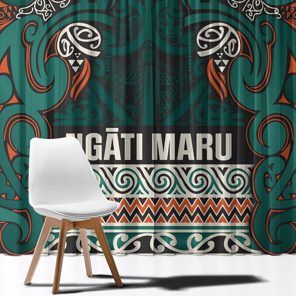 Aotearoa Iwi Ngāti Maru Taranaki Window Curtain Maori Wharenui House Tribal Pattern LT9 - Polynesian Pride