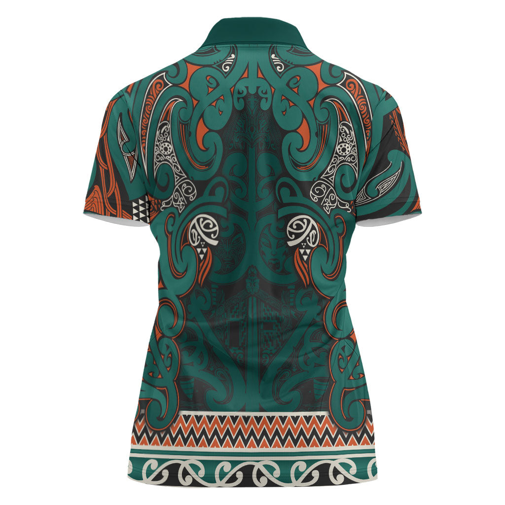 Aotearoa Iwi Ngāti Maru Taranaki Women Polo Shirt Maori Wharenui House Tribal Pattern LT9 - Polynesian Pride