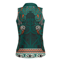Aotearoa Iwi Ngāti Maru Taranaki Women Sleeveless Polo Shirt Maori Wharenui House Tribal Pattern LT9 - Polynesian Pride