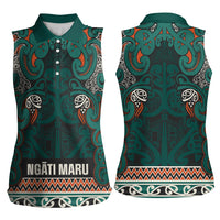 Aotearoa Iwi Ngāti Maru Taranaki Women Sleeveless Polo Shirt Maori Wharenui House Tribal Pattern LT9 - Polynesian Pride