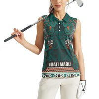 Aotearoa Iwi Ngāti Maru Taranaki Women Sleeveless Polo Shirt Maori Wharenui House Tribal Pattern LT9 - Polynesian Pride