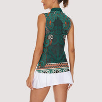 Aotearoa Iwi Ngāti Maru Taranaki Women Sleeveless Polo Shirt Maori Wharenui House Tribal Pattern LT9 - Polynesian Pride