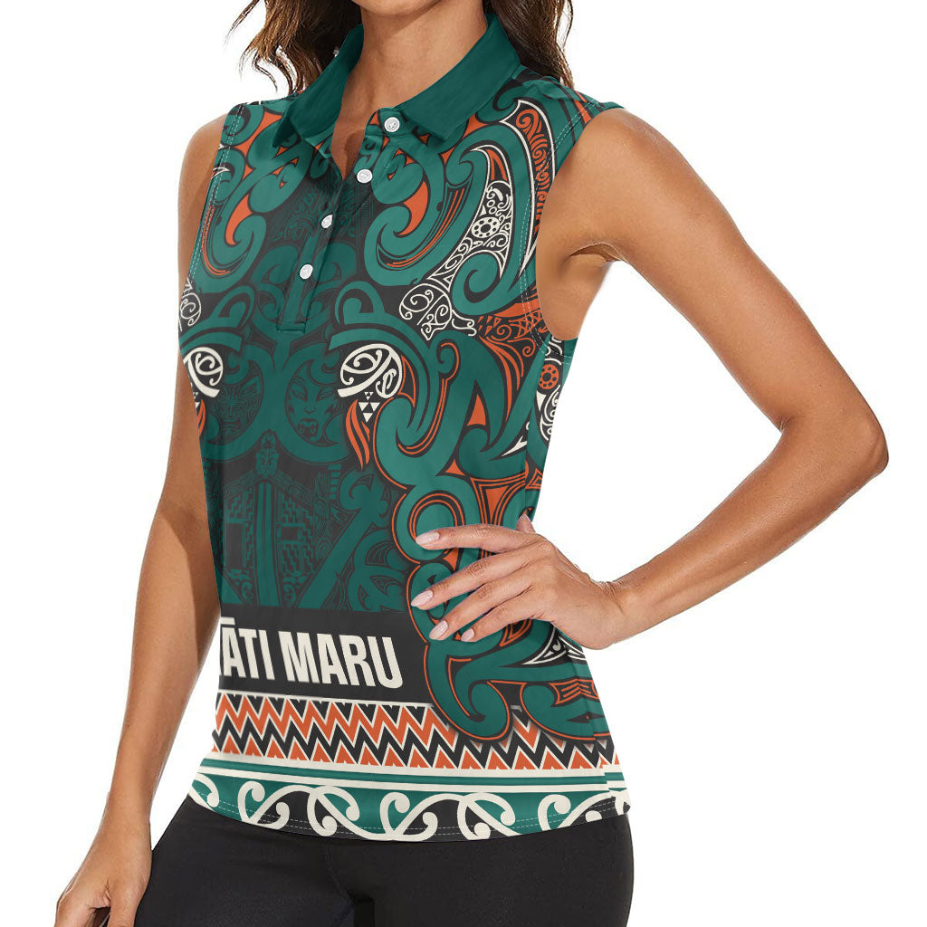 Aotearoa Iwi Ngāti Maru Taranaki Women Sleeveless Polo Shirt Maori Wharenui House Tribal Pattern LT9 - Polynesian Pride