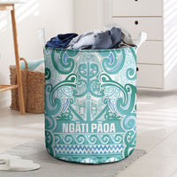 Aotearoa Iwi Ngati Paoa Laundry Basket Maori Wharenui House Tribal Pattern LT9 Turquoise - Polynesian Pride