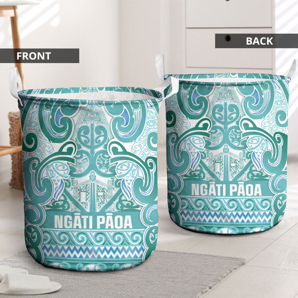 Aotearoa Iwi Ngati Paoa Laundry Basket Maori Wharenui House Tribal Pattern LT9 - Polynesian Pride