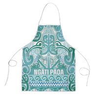 Aotearoa Iwi Ngati Paoa Apron Maori Wharenui House Tribal Pattern LT9 Turquoise - Polynesian Pride