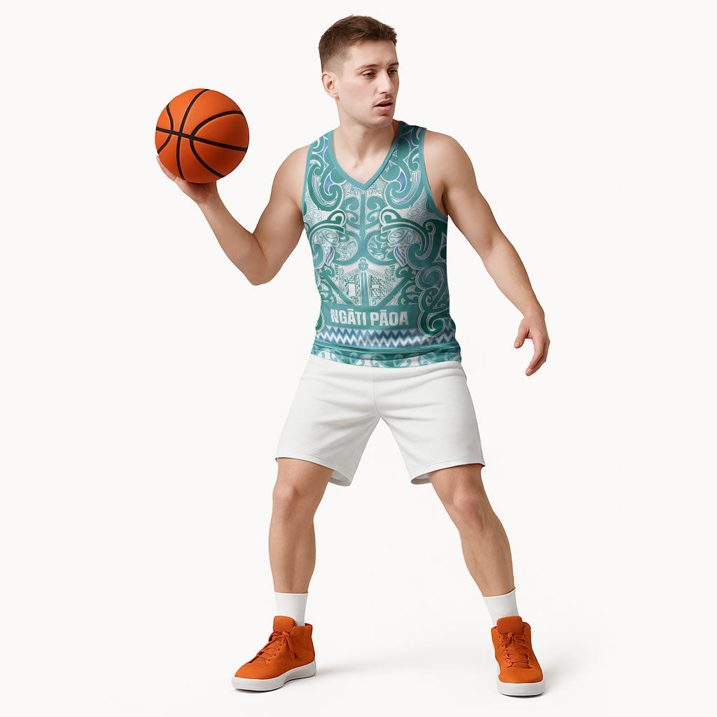 Aotearoa Iwi Ngati Paoa Basketball Jersey Maori Wharenui House Tribal Pattern LT9 - Polynesian Pride