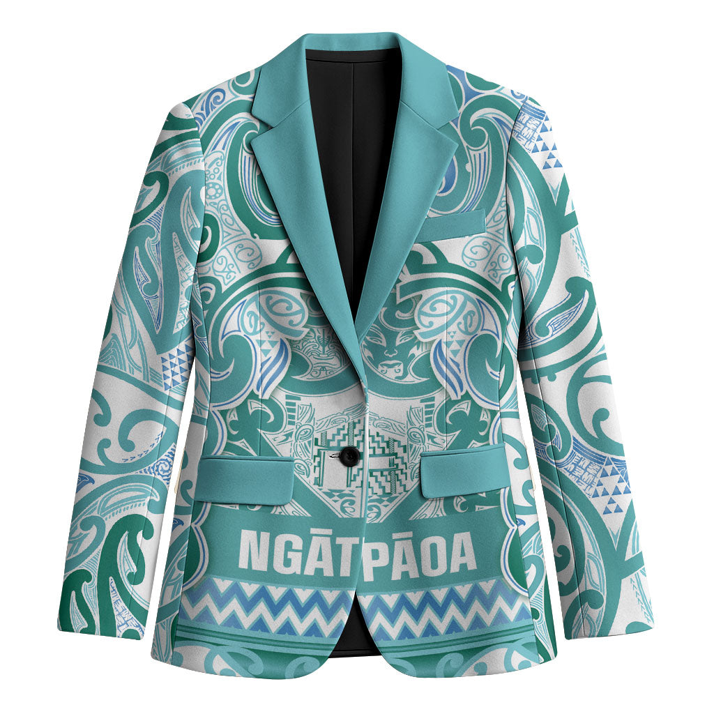 Aotearoa Iwi Ngati Paoa Blazer Maori Wharenui House Tribal Pattern LT9 Unisex Turquoise - Polynesian Pride