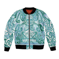 Aotearoa Iwi Ngati Paoa Bomber Jacket Maori Wharenui House Tribal Pattern LT9 Unisex Turquoise - Polynesian Pride