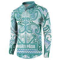 Aotearoa Iwi Ngati Paoa Button Sweatshirt Maori Wharenui House Tribal Pattern LT9 - Polynesian Pride