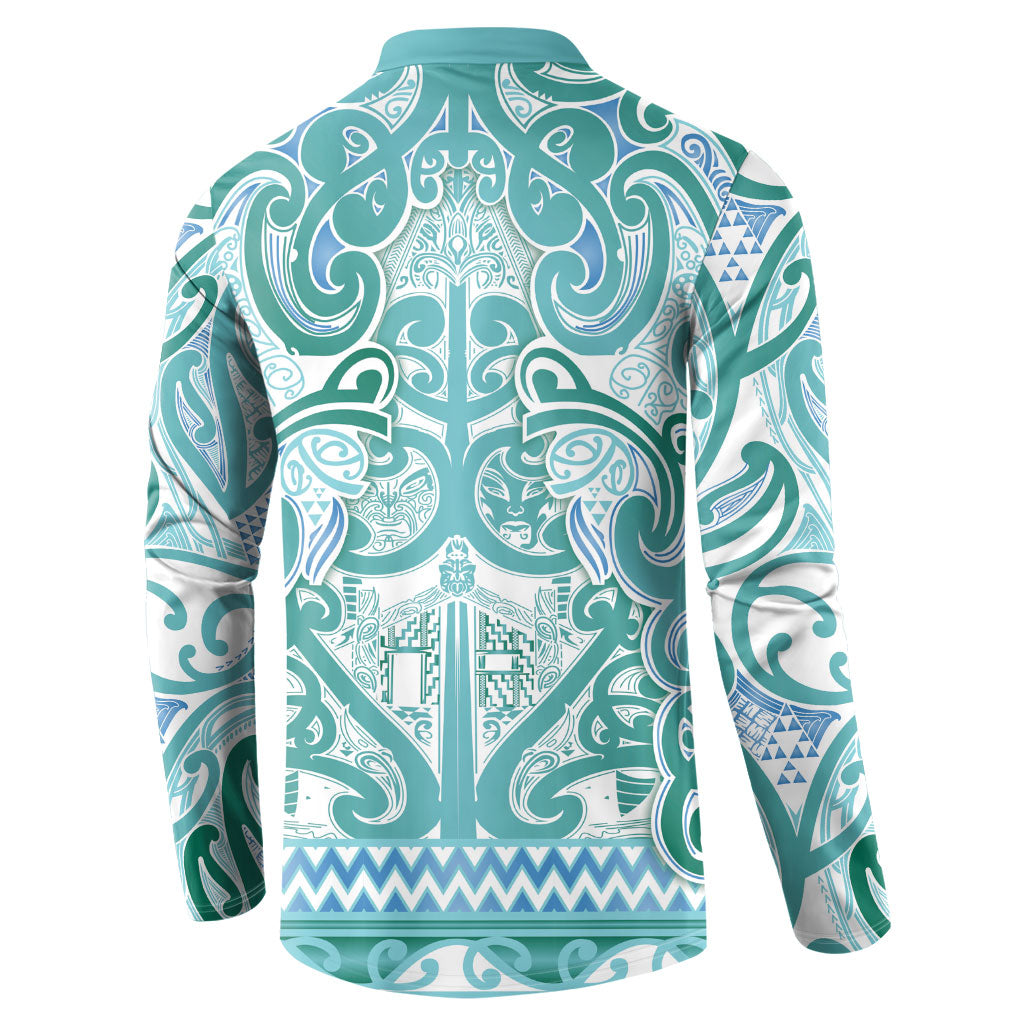 Aotearoa Iwi Ngati Paoa Button Sweatshirt Maori Wharenui House Tribal Pattern LT9 - Polynesian Pride