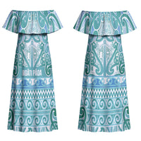 Aotearoa Iwi Ngati Paoa Couples Matching Off Shoulder Maxi Dress and Hawaiian Shirt Maori Wharenui House Tribal Pattern LT9 - Polynesian Pride