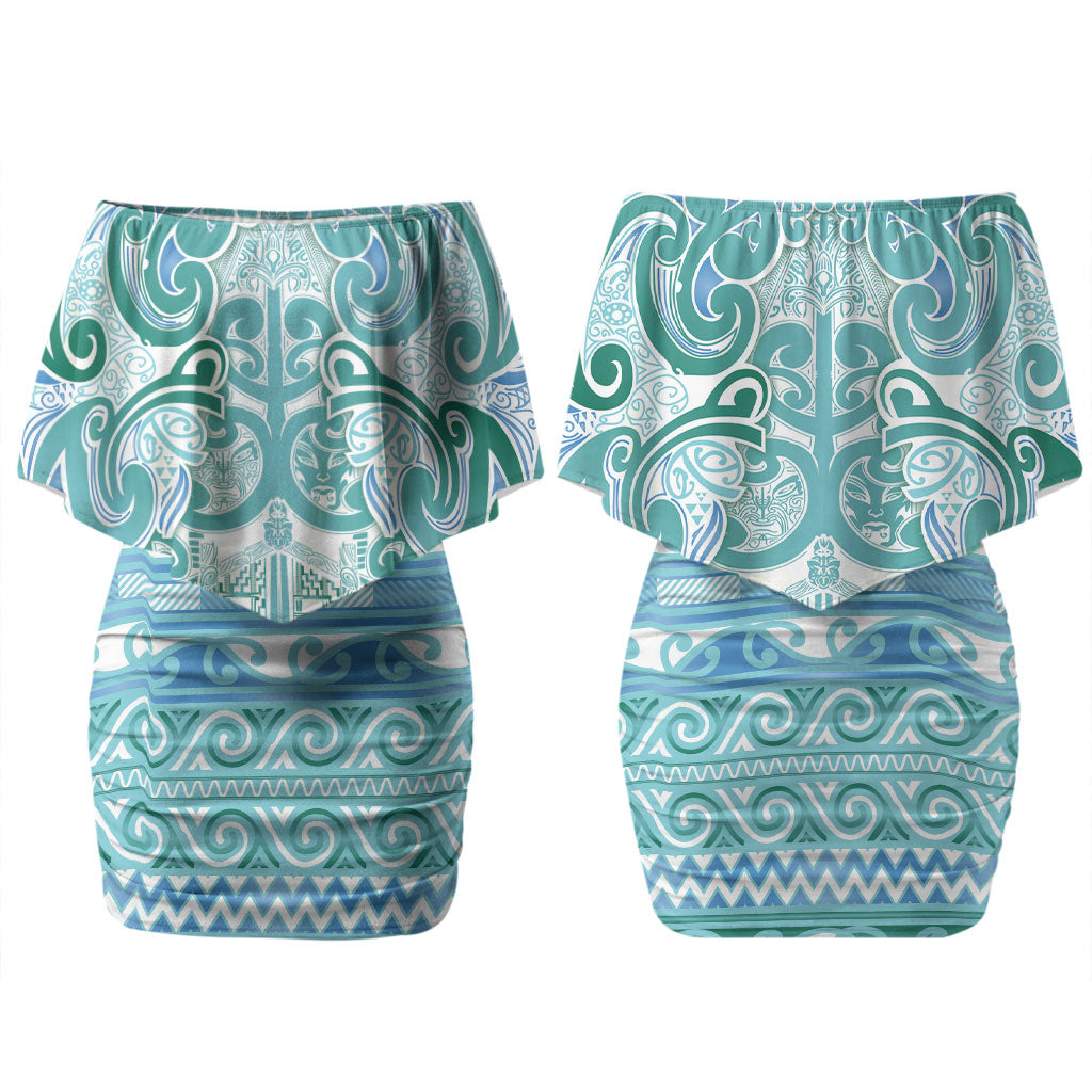 Aotearoa Iwi Ngati Paoa Couples Matching Off Shoulder Short Dress and Hawaiian Shirt Maori Wharenui House Tribal Pattern LT9 - Polynesian Pride