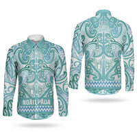 Aotearoa Iwi Ngati Paoa Couples Matching Off The Shoulder Long Sleeve Dress and Long Sleeve Button Shirt Maori Wharenui House Tribal Pattern LT9 - Polynesian Pride