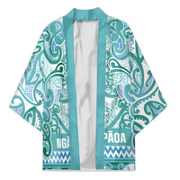 Aotearoa Iwi Ngati Paoa Kimono Maori Wharenui House Tribal Pattern LT9 Unisex Turquoise - Polynesian Pride