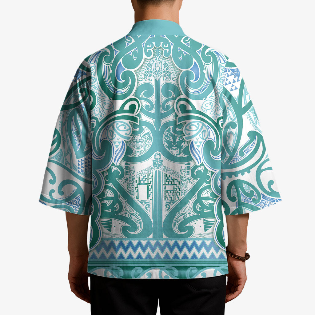 Aotearoa Iwi Ngati Paoa Kimono Maori Wharenui House Tribal Pattern LT9 - Polynesian Pride