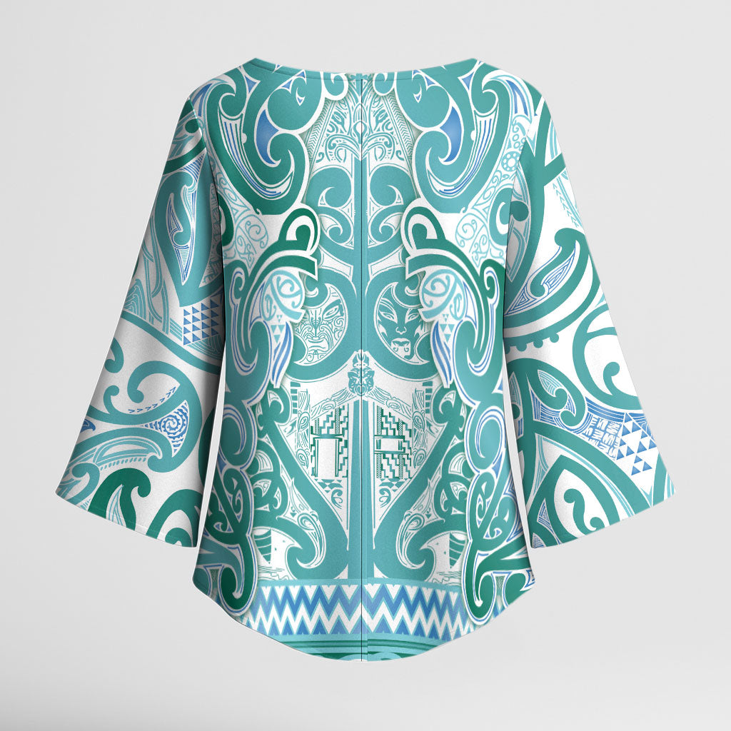 Aotearoa Iwi Ngati Paoa Kimono Sleeve Blouse Maori Wharenui House Tribal Pattern LT9 - Polynesian Pride