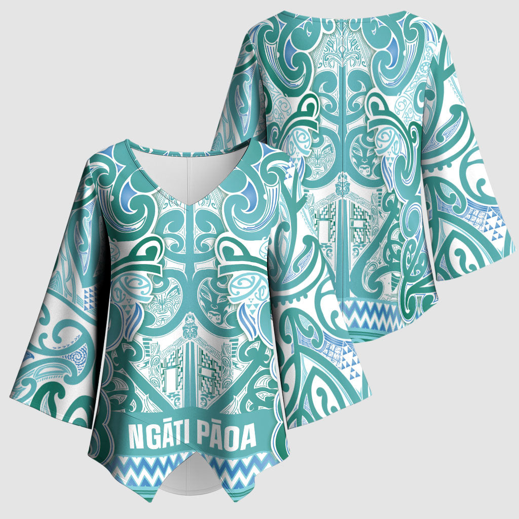 Aotearoa Iwi Ngati Paoa Kimono Sleeve Blouse Maori Wharenui House Tribal Pattern LT9 - Polynesian Pride