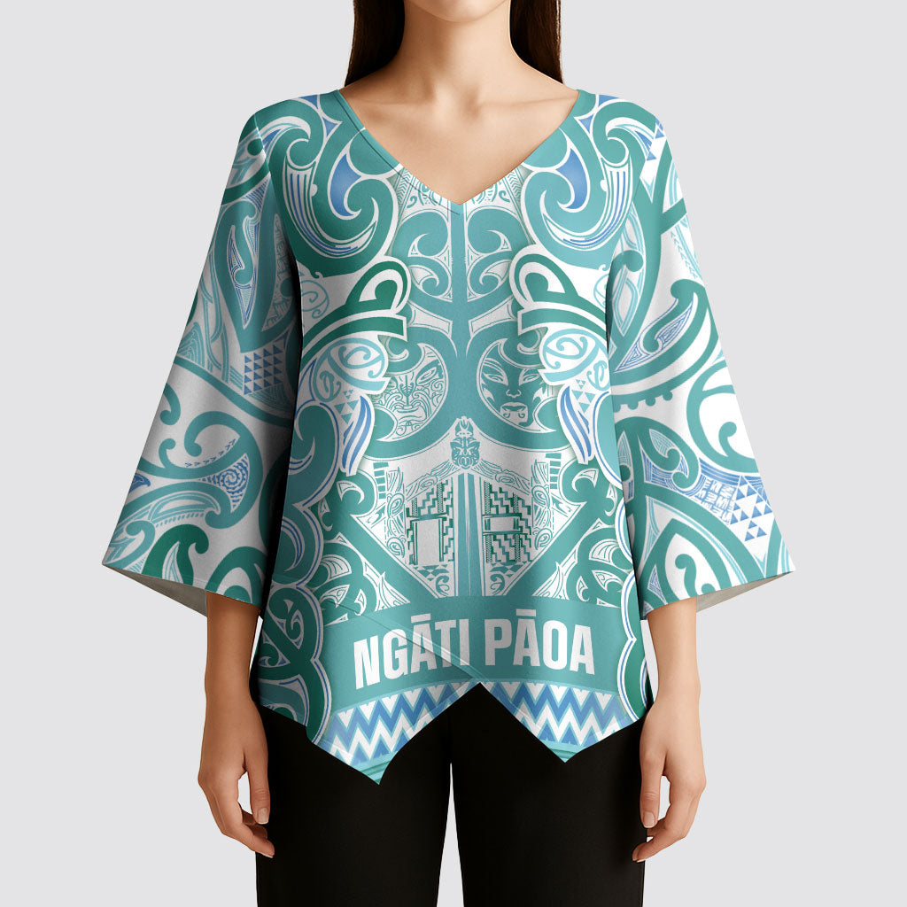 Aotearoa Iwi Ngati Paoa Kimono Sleeve Blouse Maori Wharenui House Tribal Pattern LT9 - Polynesian Pride