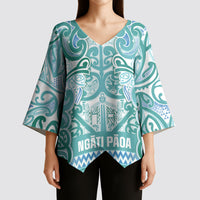 Aotearoa Iwi Ngati Paoa Kimono Sleeve Blouse Maori Wharenui House Tribal Pattern LT9 - Polynesian Pride