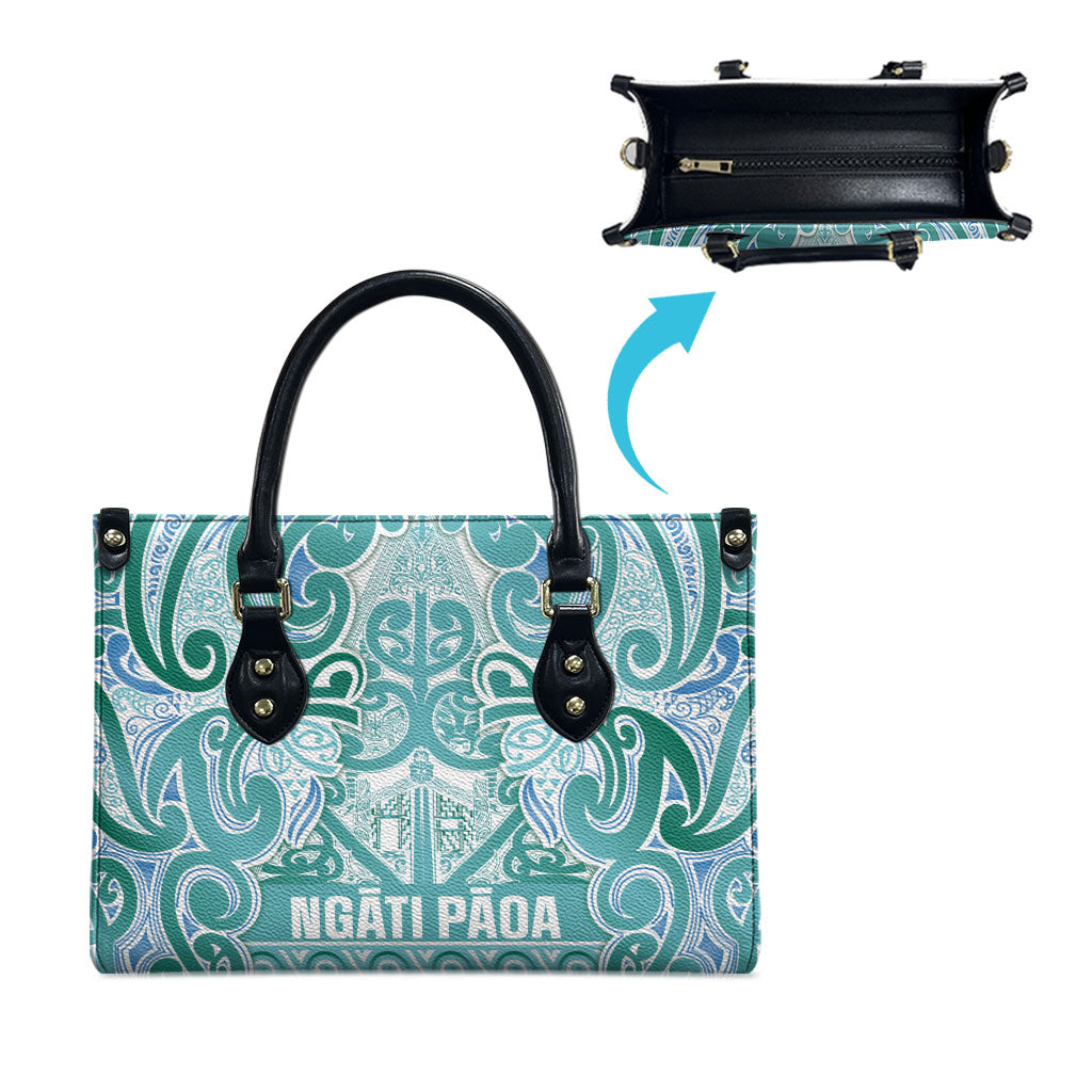 Aotearoa Iwi Ngati Paoa Leather Bag Maori Wharenui House Tribal Pattern LT9 - Polynesian Pride