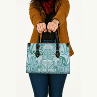 Aotearoa Iwi Ngati Paoa Leather Bag Maori Wharenui House Tribal Pattern LT9 - Polynesian Pride