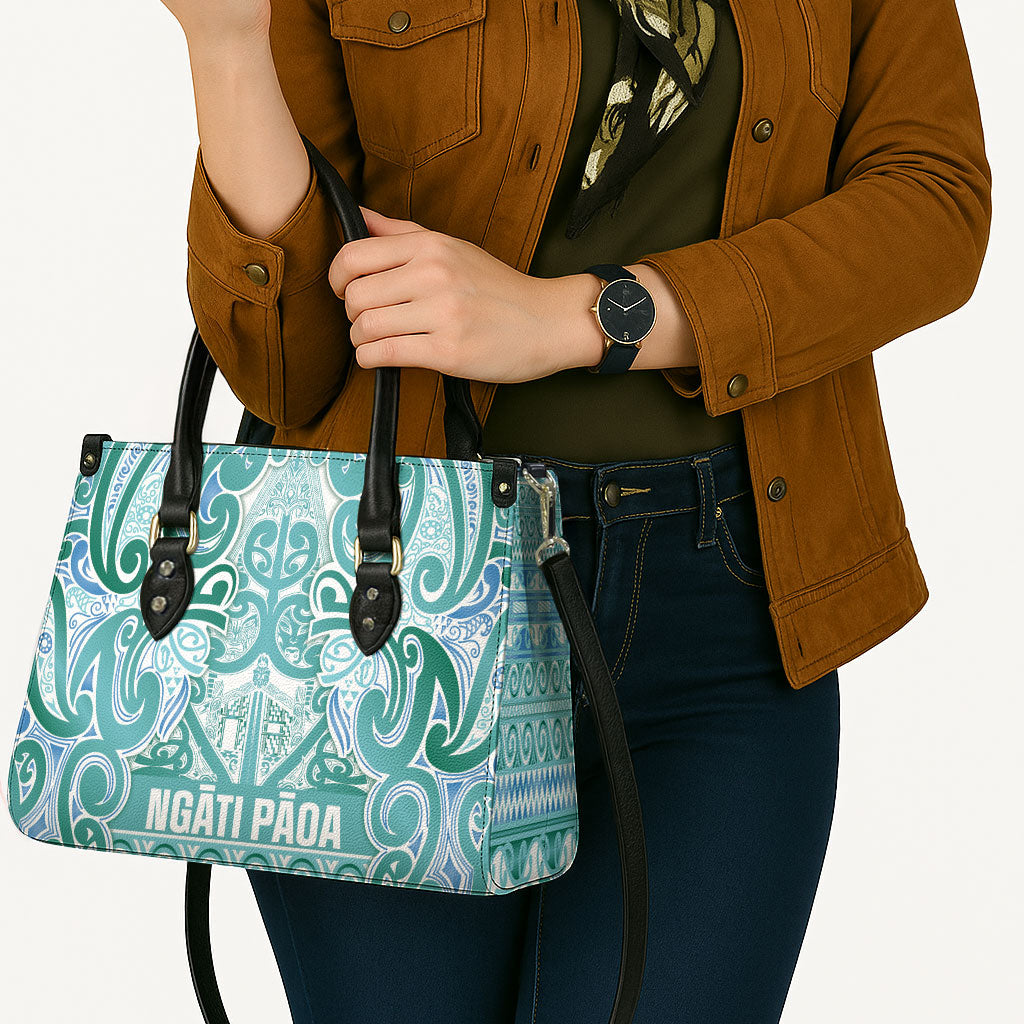 Aotearoa Iwi Ngati Paoa Leather Bag Maori Wharenui House Tribal Pattern LT9 - Polynesian Pride