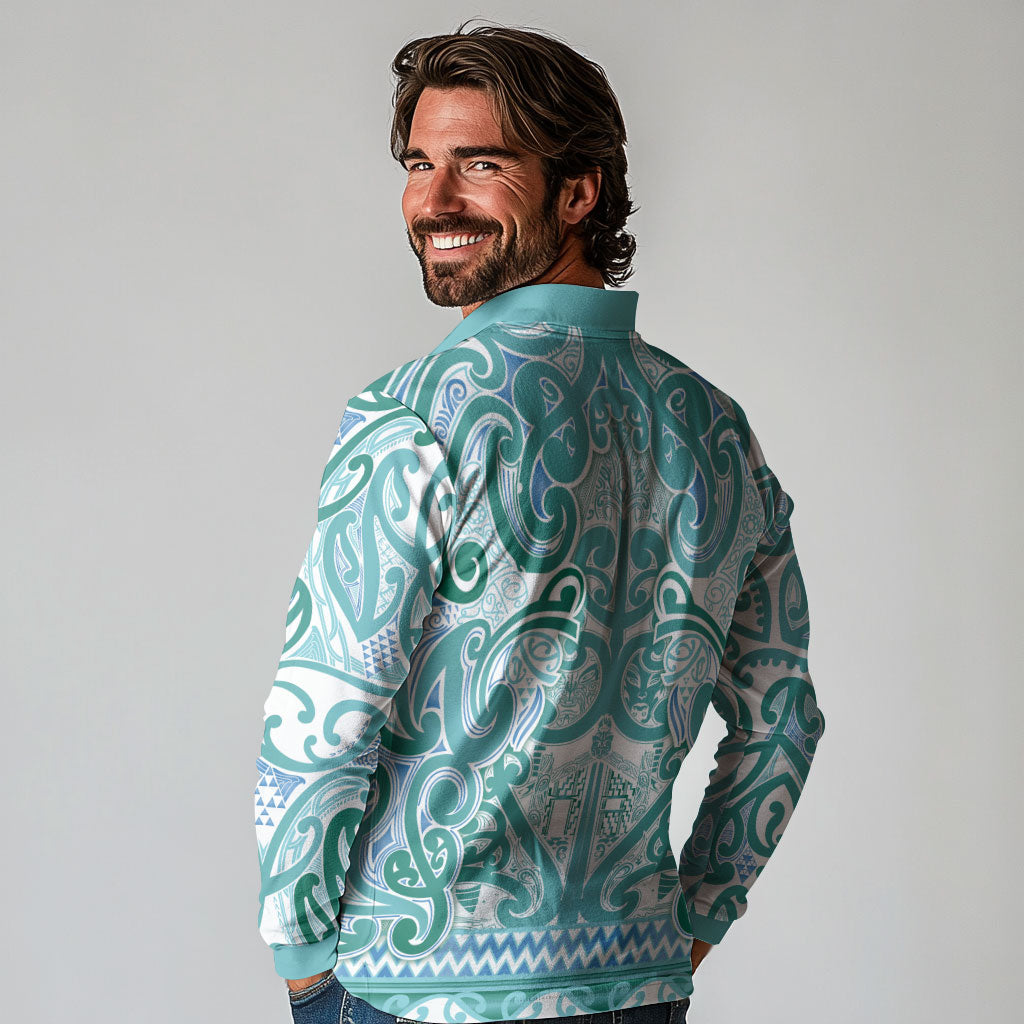 Aotearoa Iwi Ngati Paoa Long Sleeve Polo Shirt Maori Wharenui House Tribal Pattern LT9 - Polynesian Pride