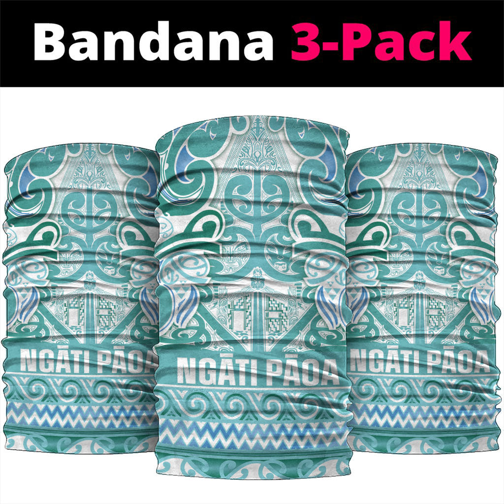 Aotearoa Iwi Ngati Paoa Neck Gaiter Maori Wharenui House Tribal Pattern LT9 package One Size: 25*50cm Turquoise - Polynesian Pride