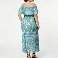 Aotearoa Iwi Ngati Paoa Off Shoulder Maxi Dress Maori Wharenui House Tribal Pattern LT9 - Polynesian Pride