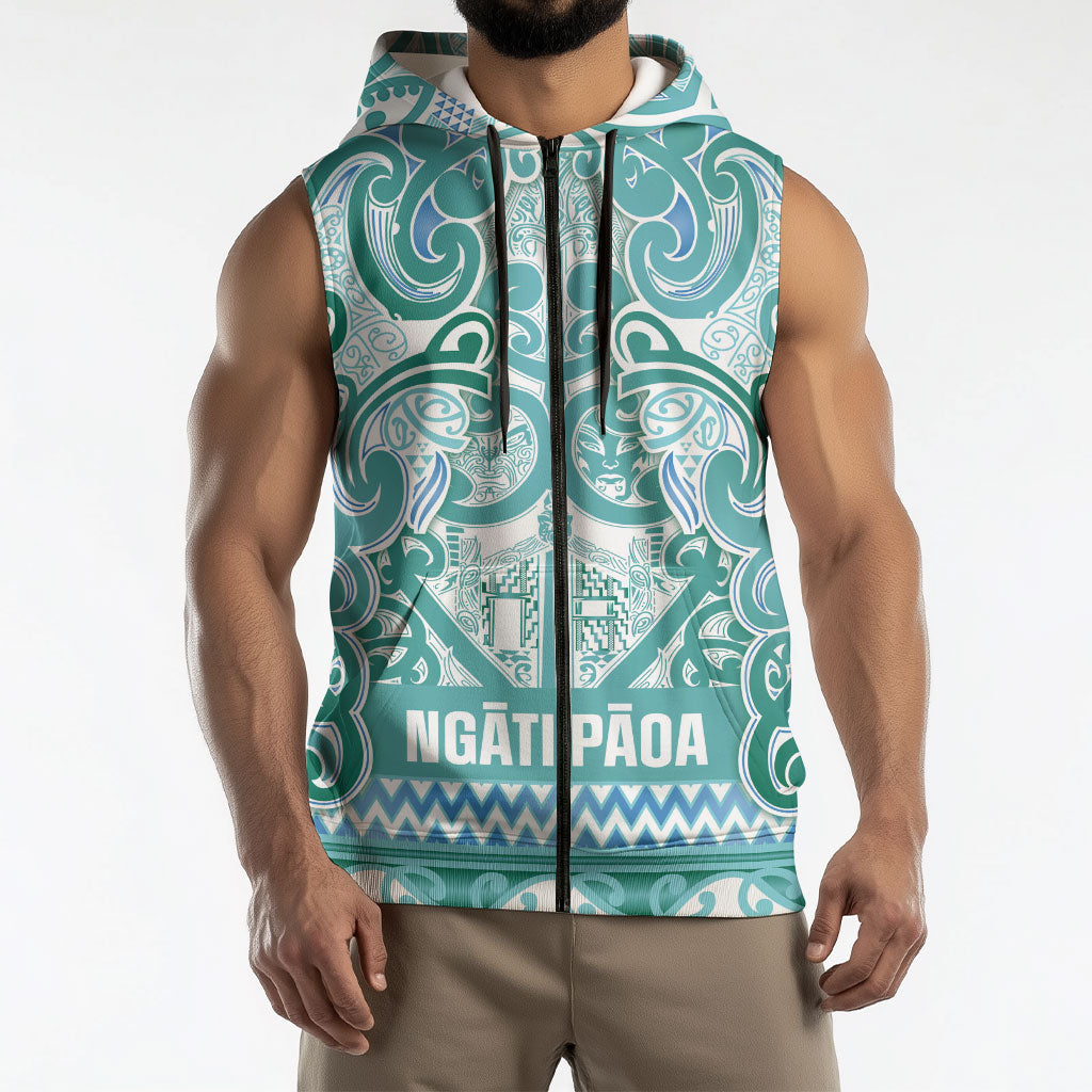 Aotearoa Iwi Ngati Paoa Sleeveless Zip Hoodie Maori Wharenui House Tribal Pattern LT9 - Polynesian Pride