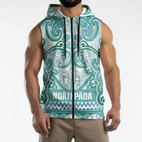 Aotearoa Iwi Ngati Paoa Sleeveless Zip Hoodie Maori Wharenui House Tribal Pattern LT9 - Polynesian Pride