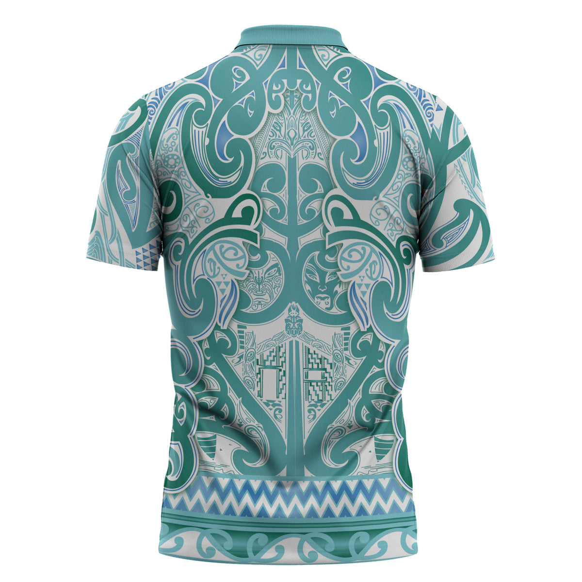 Aotearoa Iwi Ngati Paoa Zipper Polo Shirt Maori Wharenui House Tribal Pattern LT9 - Polynesian Pride