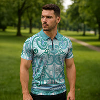 Aotearoa Iwi Ngati Paoa Zipper Polo Shirt Maori Wharenui House Tribal Pattern LT9 - Polynesian Pride