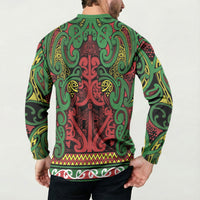 Aotearoa Iwi Ngati Hine Button Sweatshirt Maori Wharenui House Tribal Pattern LT9 - Polynesian Pride