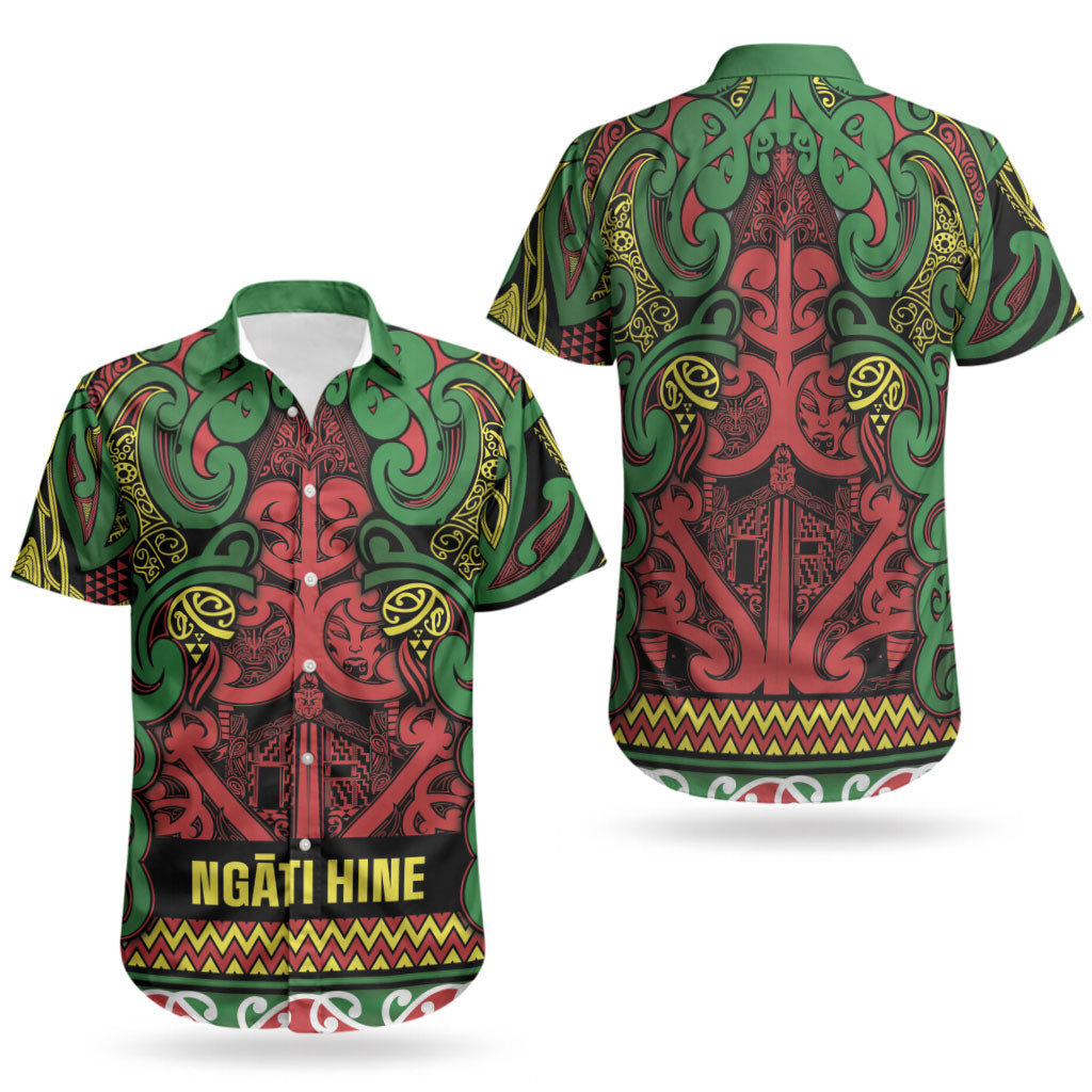 Aotearoa Iwi Ngati Hine Couples Matching Summer Maxi Dress and Hawaiian Shirt Maori Wharenui House Tribal Pattern LT9 - Polynesian Pride